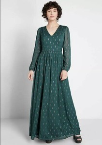 hunter green long sleeve maxi dress