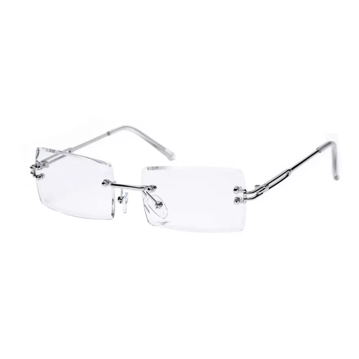 Clear & Silver Square Frameless Sunglasses