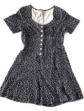 Vintage 90s Energie Black w/Floral Print Romper, Size Medium - EUC