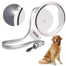 Upgrade 4-In-1 Retractable Dog Leash with LED Light  Dispenser  Poop Bags for