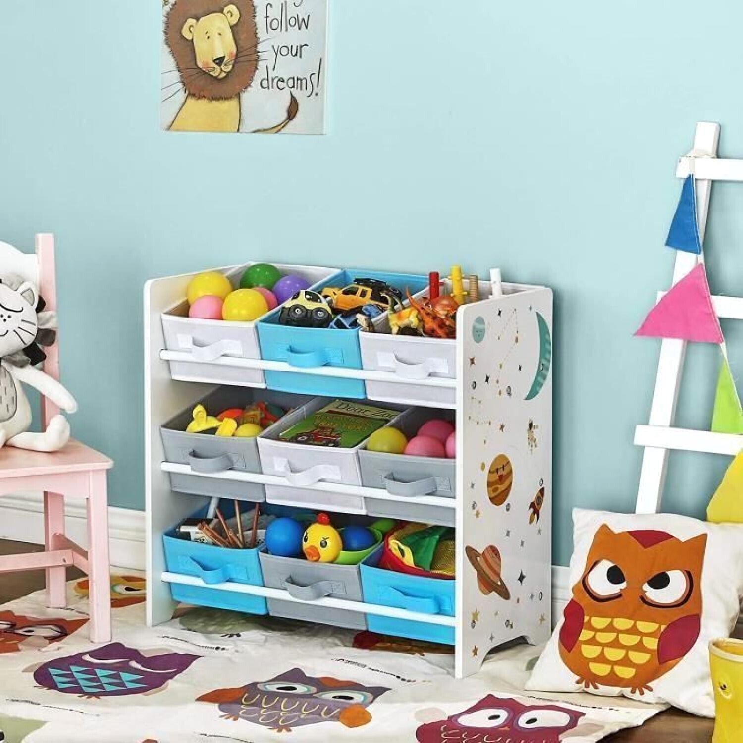 Meuble de rangement SONGMICS anti-désordre avec 9 bacs pour enfant