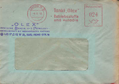 Leipzig, envelope 1948, Olex Deutsche Petrol und Kerosene GmbH