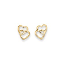 Madi K Kid's Earrings 14k Yellow Gold Hearts Post and Post Button