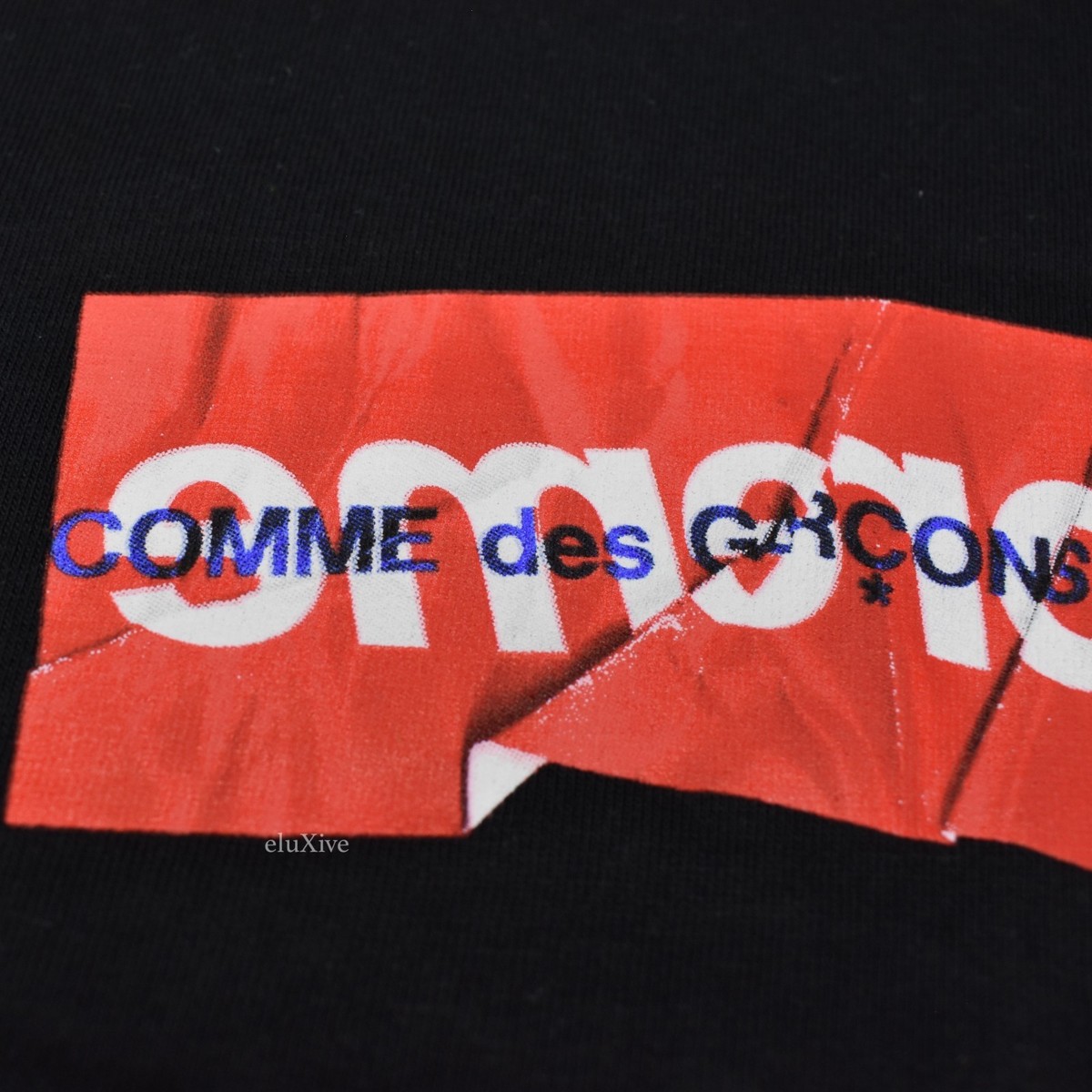 NWT Supreme x Comme des Garcons CDG Black Red Box Logo T NWT Supreme x Comme des Garcons CDG Black Red Box Logo T