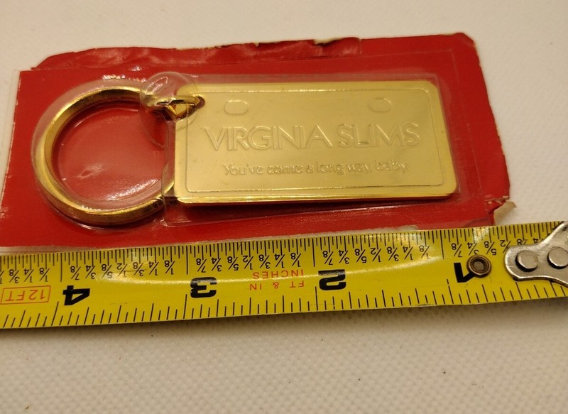 VIRGINIA SLIMS Keychain "You've Come A Long Way Baby." Metal Vintage NOS
