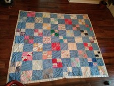 Vintage RED  Green Multi Patchwork - TWIN Quilt 70 x 90 - As Is