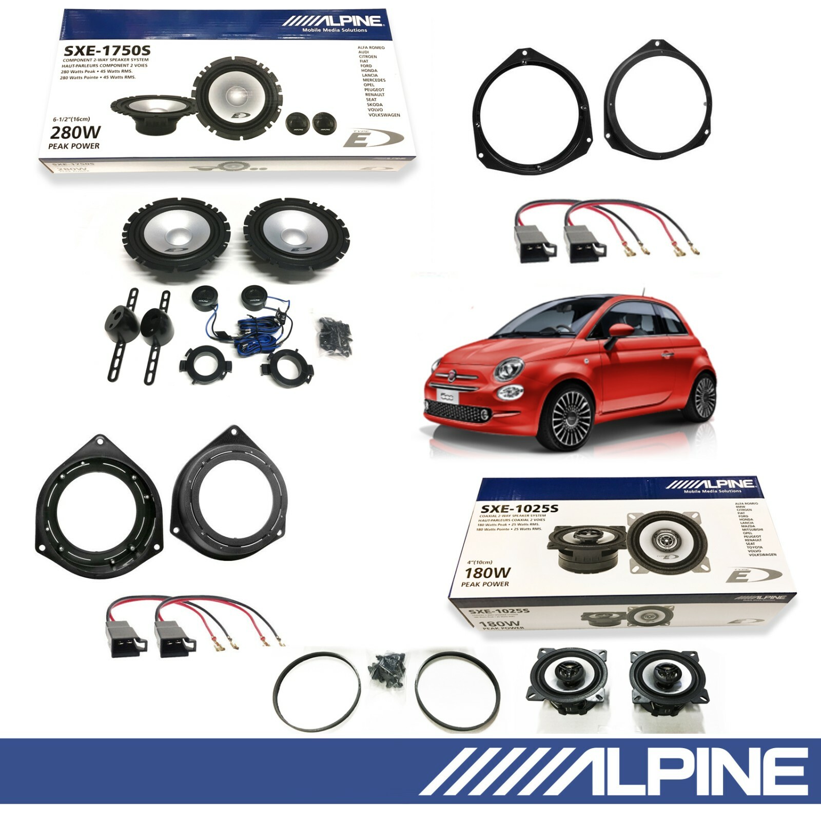 Kit Casse Fiat 500 Alpine SXE1750S SXE1025S: Montaggio Plug & Play
