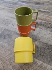 VINTAGE TUPPERWARE STACKING PLASTIC CUP MUG LOT SET QTY3