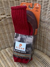 Acorn Slipper Sock - Red RAGG Wool - Womens 5.5