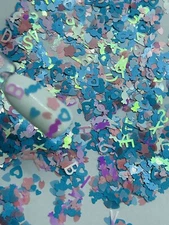 Blue Pink Letter Candy Heart Nail Glitter | 1 TSP | Gel Nail Art & Acrylic
