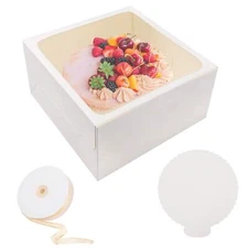 Cake Boxes with Window and Boards 20 Pack White 12x12x6 Inch Bakery Gift