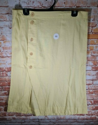 BNWT Ladies Sz 20 Anko Button Canary Yellow Linen Blend Midi Skirt