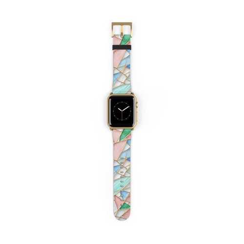 Stained Glass Kintsugi Style Apple Watch Band, Faux Leather, Apple Watch Strap - 第 18/33 張圖片