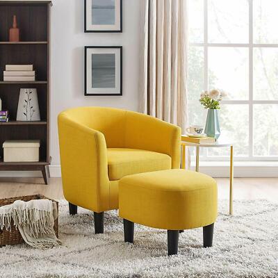 Living Room Accent Arm Chair Upholstered Single Sofa Club Chair With Ottoman US