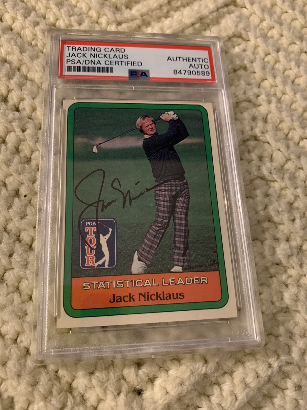 Jack Nicklaus Signed 1981 Donruss Card #NNO PSA /DNA COA Stat Leader RC Rookie