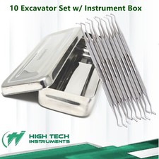 DENTAL EXCAVATOR SET RESTORATIVE SPOON DENTAL INSTRUMENTS CE DOUBLE ENDED w/ BOX