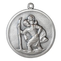 Heiliger St Sankt Christophorus Metall 3D Relief Plakette AnhäNger Christopherus