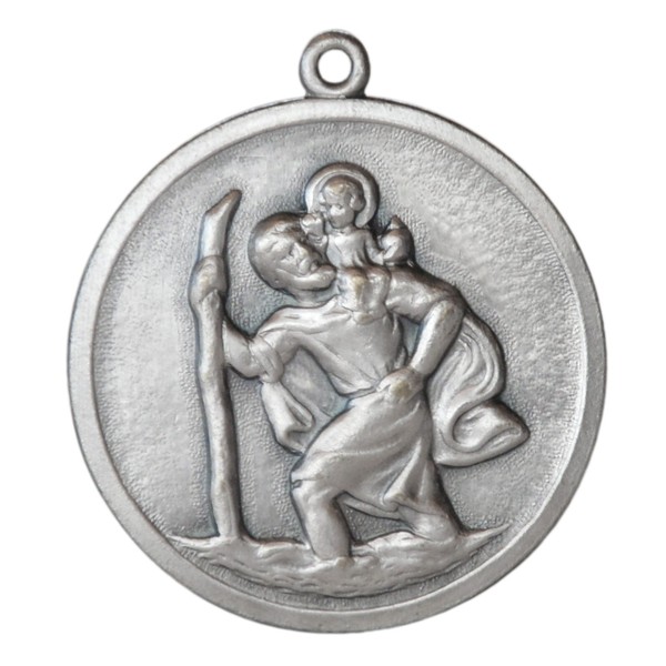 Heiliger St Sankt Christophorus Metall 3D Relief Plakette AnhäNger Christopherus-image