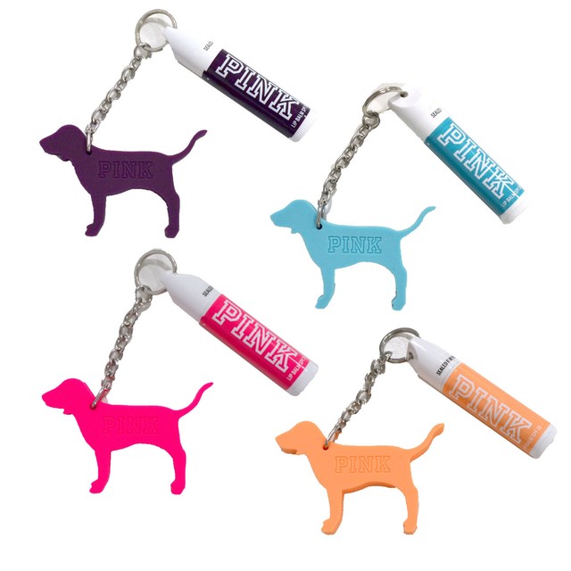 Victoria S Secret Pink Lip Balm Sunscreen Spf 15 Dog Logo Keychain
