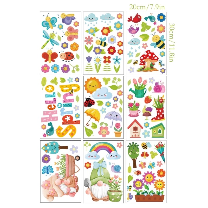 9Sheets Spring Window Clings Stickers Anticollision Window Stickers