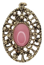 Vintage 1970s Pink Cabochon Gold Filigree Pen...
