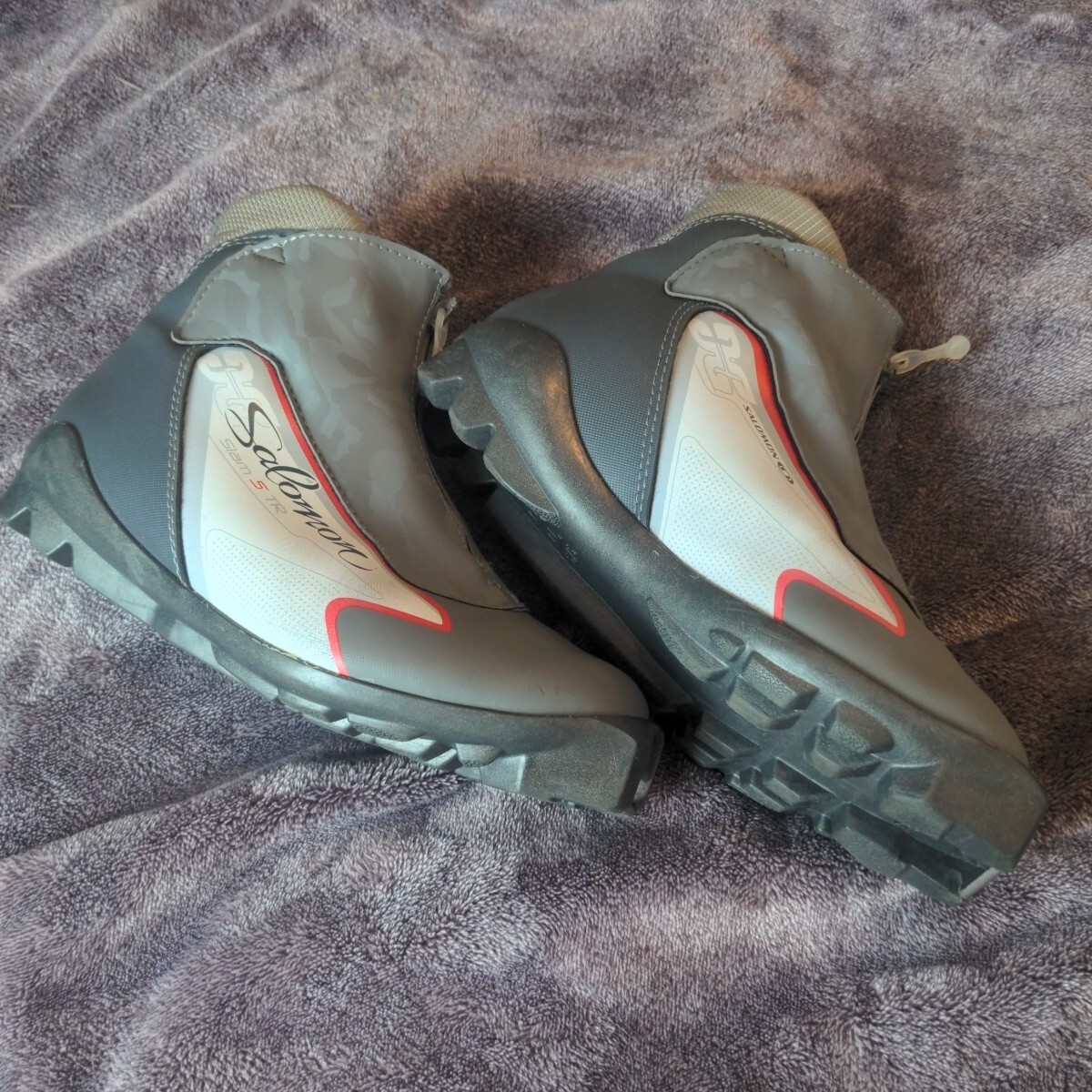 Scarponi da sci di fondo Salomon Slam 5 TR US 6 UK 4 5 grigi cravatta zip davanti outdoor