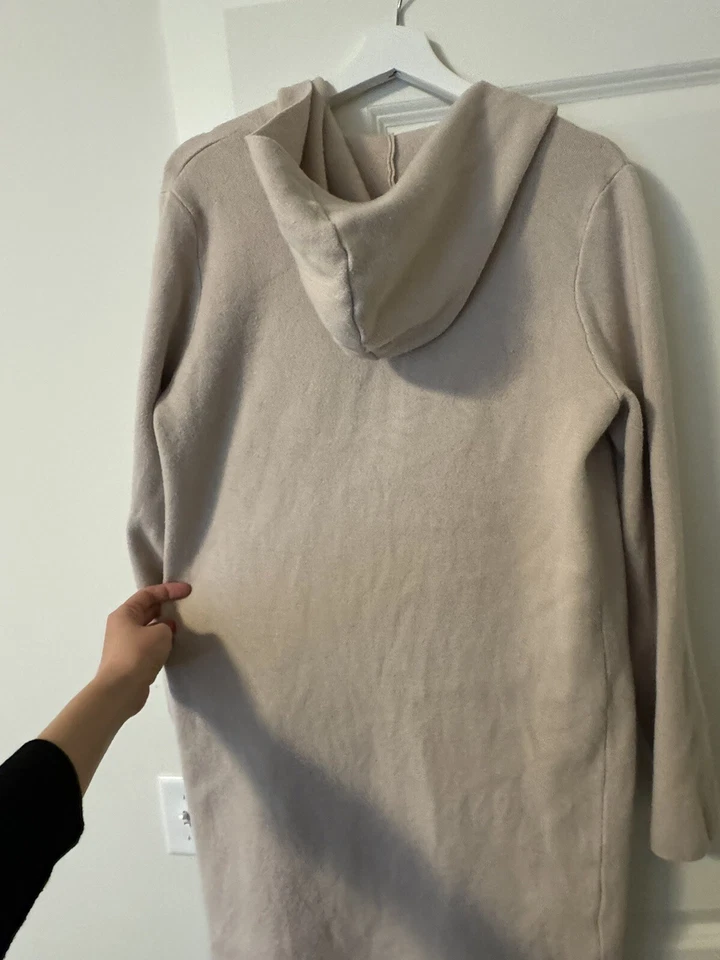 Abrigo LUMIERE Con Capucha Beige Suave Suéter Chaqueta M Mediano Foto 2 de 4