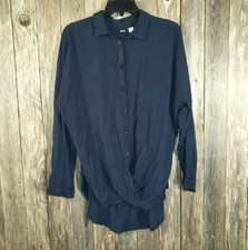 BDG Urban Outfitters Tunic Top Women's S Blue Drape Boho Academia Coastal Indie