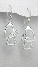 Solid Sterling Silver Entwined Hearts Dangle Earrings 1.18" Long