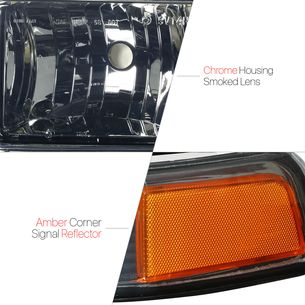 Clear/Chrome Corner Headlight Assembly For 1998-04 Chevy S10 Blazer - Direct Fit Replacement