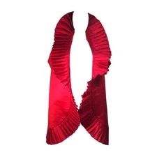 ELIZABETH MASON COUTURE PLEATS ME Red Silk Pleated Wrap