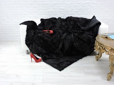 Reich Schwarz Nutria Fell Überwurf; Echt Pelz Decke : (218cm x 198cm) 019