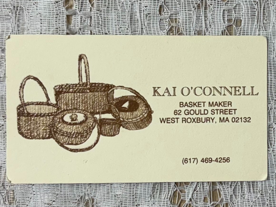 VTG Signed Kai O'Connell  1999 Nantucket Basket Purse w/Whale, Leather Strap