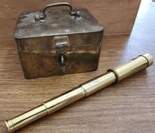 13" Brass Telescope And 7x6 Brass Lock Box Pirates Scope Nautical Father's Gift