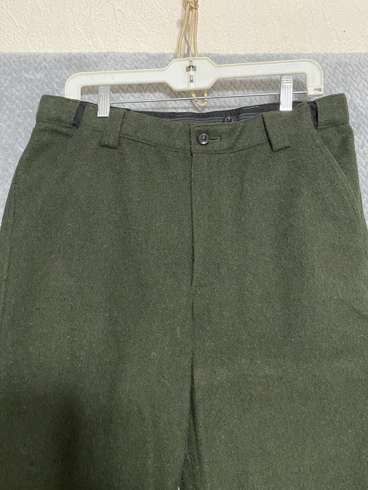LL Bean Pantalones Para Hombres 32x28 Verde Lana Forrado Vestido Pantalones Caza Cálido Invierno Foto 2 de 4