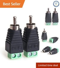 2-Pack Solder-Free RCA Male Plug to AV Screw Terminal - Easy Installation