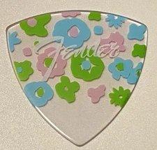 Fender Guitar Pick-Japanese Blue Flowered 346 Heavy Gauge-Clear Unused-Beautiful