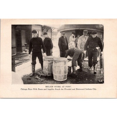 Chicago Boys With Boats & Supplies Indiana City Awful Flood of 1913 Picture SK10