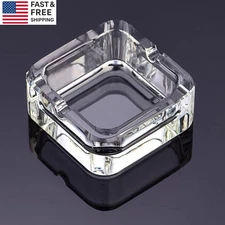 Square Cigar Ashtray, Classic Clear Crystal Glass Cigarette Ashtray Holder, Ash