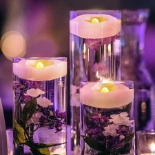 24 x 2”Floating Candle, 200 Hour Water Activated Warm White Battery Powered F...