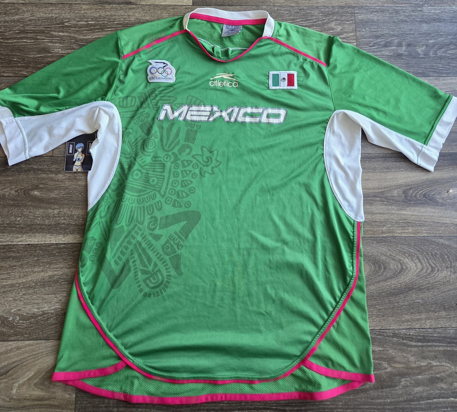 Atletica Mexico Atenas 2004 Olympics Futbol Soccer Green Jersey Mens OS Large