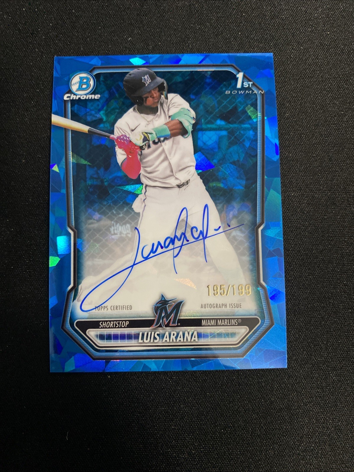 2026 Bowman Chrome Sapphire Refractor Luis Arana 1st Bowman Auto # /199 Marlins