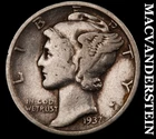 1937-D Silver Mercury Dime - Scarce  Better Date  No Reserve  #K2488