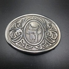 VINTAGE Avon Horse Saddle Western Cowboy Cowgirl Belt Buckle 80s EUC