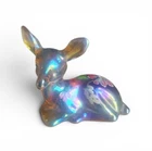 Vintage Fenton Art Glass Iridescent Deer Figurine Hand Painted Signed J Cutshaw