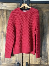 CALVIN KLEIN Honeycomb-Knit Red Sweater Size Xl