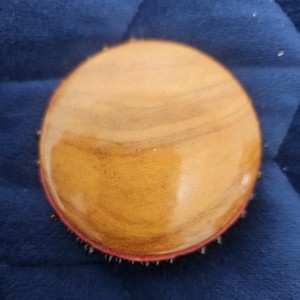 Antique Beautiful Wood Grain Pin Cushion with Black Straight Pins