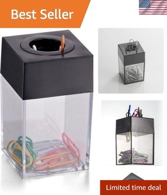 Versatile Clip Dispenser for Paper Clips & More - Clear/Black Minimalist Design