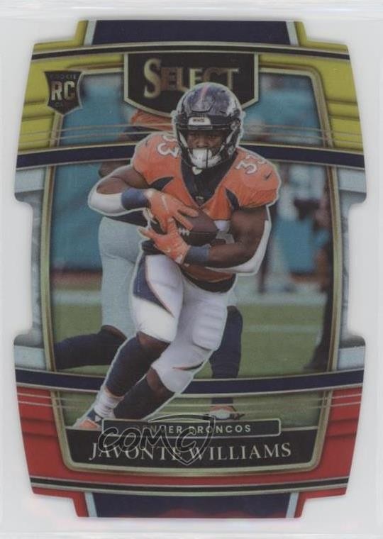 2021 Select Concourse Red & Yellow Prizm Die-Cut Javonte Williams #57 Rookie RC
