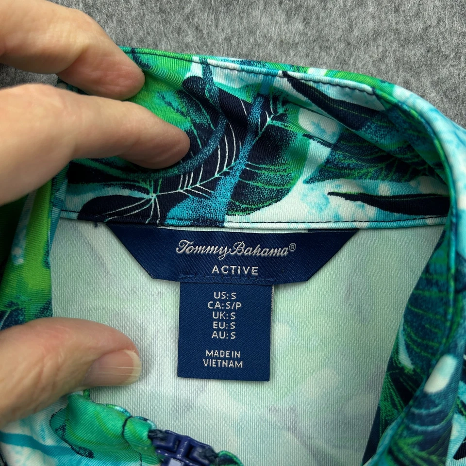 Tommy Bahama Active 1/4 Zip Top Jacket Women's Size S Blue Green Tropical Print - Image 3 of 4